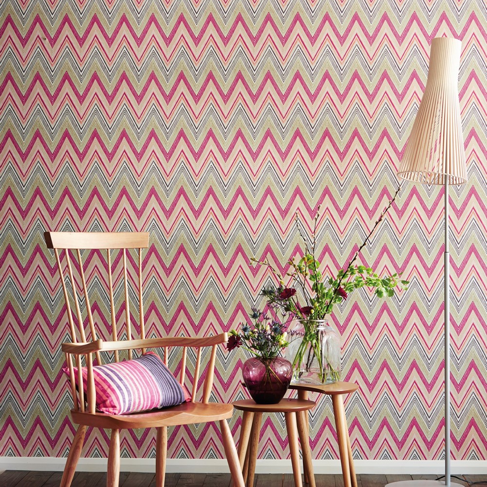 Groove Zig Zag Wallpaper 110852 by Scion in Peony Amethyst Purple